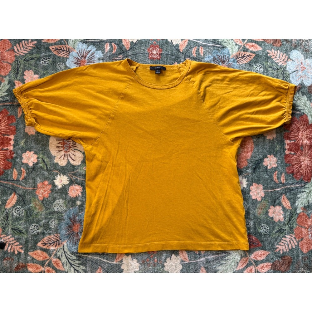 J.Crew Re-Imagined Puff Sleeve T-Shirt Mustard Yellow Cotton Womens‎ S